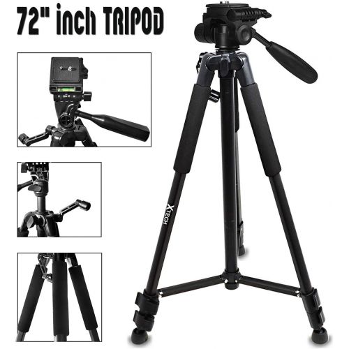 엑스테크 Xtech Premium Well Padded Camera CASE / BAG and Full Size 60” inch TRIPOD Accessories KIT for Canon POWERSHOT SX60 HS, SX50 HS, SX530 HS, SX520 HS, SX410 IS, SX610 HS, SX710 HS, SX400 IS