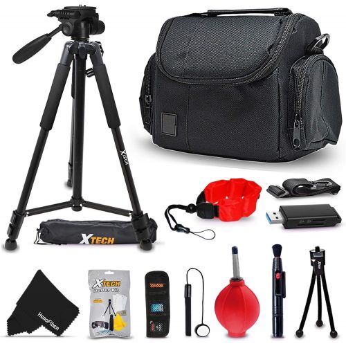 엑스테크 Xtech Premium Well Padded Camera CASE / BAG and Full Size 60” inch TRIPOD Accessories KIT for Canon POWERSHOT SX60 HS, SX50 HS, SX530 HS, SX520 HS, SX410 IS, SX610 HS, SX710 HS, SX400 IS