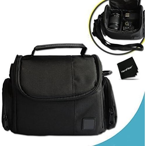엑스테크 Xtech Well Padded Fitted Medium DSLR Camera Case Bag w/ Zippered Pockets and Accessory Compartments for Nikon D500, D750, D7200, D7100, D7000, D810, D810A, D800, D610, D600, 1 V1, D4, D4