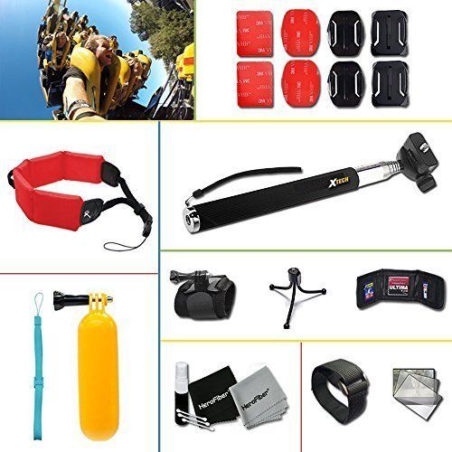 엑스테크 Xtech 10 Piece Accessory Kit for GoPro HERO4 Hero 4, GoPro Hero3+ Hero 3+, GoPro Hero3 Hero 3, GoPro Hero2 Hero 2, GoPro Surf Hero, GoPro Hero Naked, GoPro Hero 960 Digital Cameras