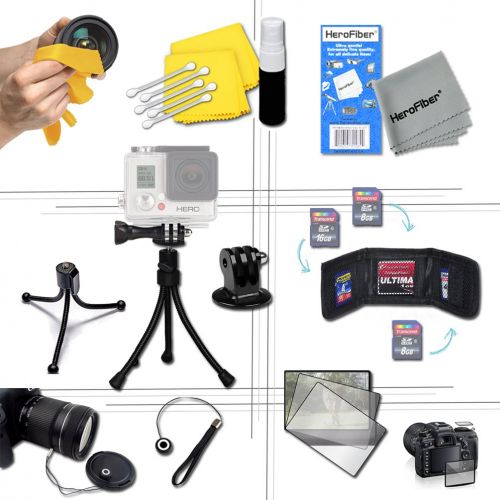 엑스테크 Xtech Complete ACCESSORIES KIT for GoPro HERO4 Session HERO4 Hero 4, Hero3+ Hero 3+, HERO3 Hero 3, HERO2 Hero 2, Hero 3 Black  Silver Edition, Hero2 Outdoor Edition Hero 960 and ALL GoP