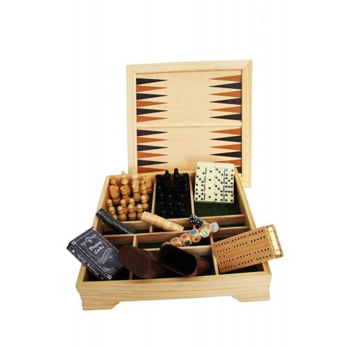  Xtitix Desktop Travel Game Set Chess, Checkers, Backgammon, Cribbage, Dominos, Playing Cards and Poker Dice