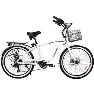 Xtreme X-Treme E-Bike Newport Elite Electric Beach Cruiser Bicycle - Metallic White
