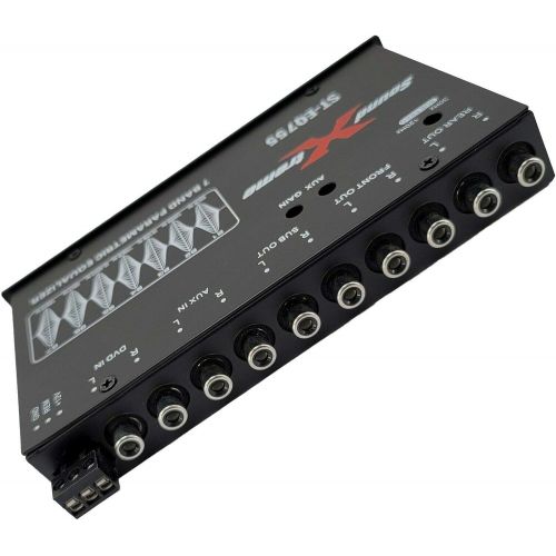  XtremeVision SoundXtreme ST-EQ755 1/2 Din 7 Band Car Audio Parametric Equalizer EQ with Front, Rear + Sub Output 8 Volt RMS Three Stereo RCA Output Built-in Input AUX / DVD Select Switch