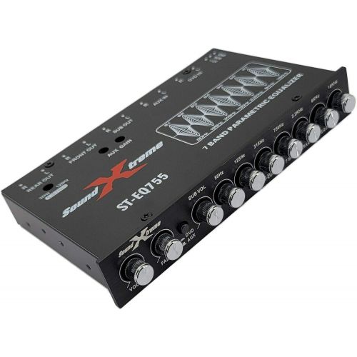  XtremeVision SoundXtreme ST-EQ755 1/2 Din 7 Band Car Audio Parametric Equalizer EQ with Front, Rear + Sub Output 8 Volt RMS Three Stereo RCA Output Built-in Input AUX / DVD Select Switch
