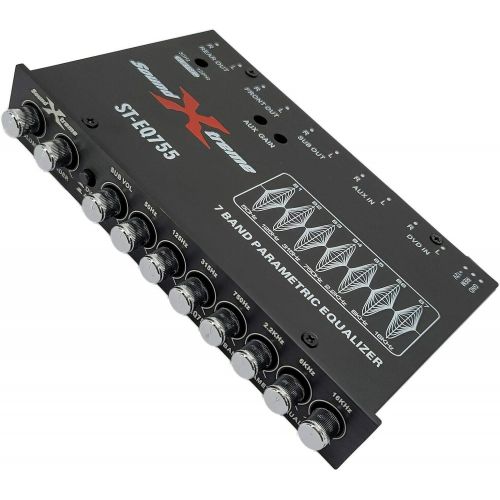  XtremeVision SoundXtreme ST-EQ755 1/2 Din 7 Band Car Audio Parametric Equalizer EQ with Front, Rear + Sub Output 8 Volt RMS Three Stereo RCA Output Built-in Input AUX / DVD Select Switch