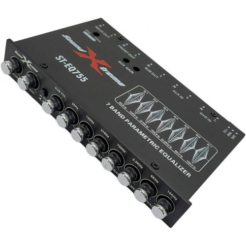  XtremeVision SoundXtreme ST-EQ755 1/2 Din 7 Band Car Audio Parametric Equalizer EQ with Front, Rear + Sub Output 8 Volt RMS Three Stereo RCA Output Built-in Input AUX / DVD Select Switch