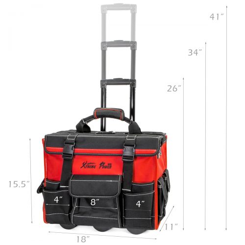  XtremepowerUS 18 Portable Rolling Tool Bag Storage Organizer HD, with Wheels