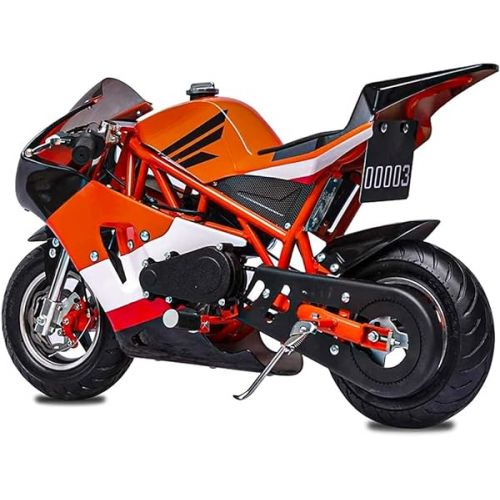  XtremepowerUS 40cc 4-Stroke Kid Dirt Bike, Off-Road Mini Dirt Bike Up to 20Mph, Kickstand Pocket Bike Motorcycle Gas-Powered (Red/Orange)