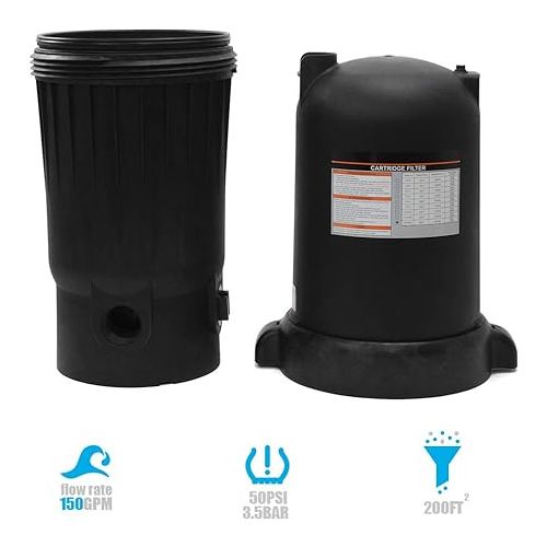  XtremepowerUS 200 sq/ft Pool Cartridge Filter In-Ground Swimming Pool and Spa Pool Filter System for Pools Up to 47000 Gallons