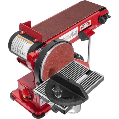  XtremepowerUS 2-in-1 Belt & Disc Sander Station (4 x 36 inch) Adjustable Table Belt Angle Sander Dust Port Tension Spring, Red