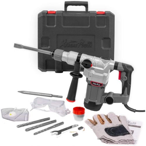  XtremepowerUS Deluxe 1200w Electric Rotary Hammer SDS Plus Drill Swivel Adjustable Handle Drilling Chisel Flat Bit w/Carrying Case