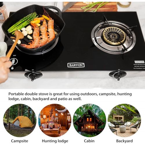  XtremepowerUS Deluxe Propane Gas Range Stove 2 Burner Cooktop Auto Ignition Outdoor Grill Camping Stoves Station LPG