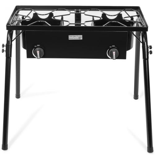  XtremepowerUS Propane Stove 2 Burner Gas Outdoor Portable Camping BBQ High Pressure Regulator