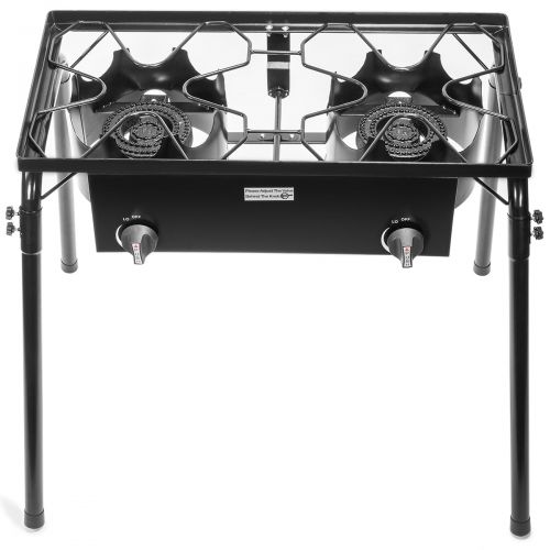  XtremepowerUS Propane Stove 2 Burner Gas Outdoor Portable Camping BBQ High Pressure Regulator