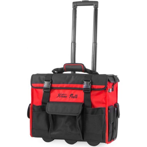  XtremepowerUS Tool Bag Organizer, Black and Red (18 Wide Mouth Rolling Tool Bag)