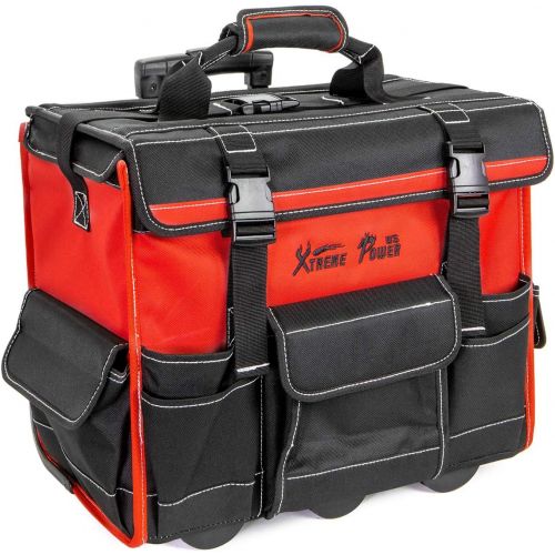  XtremepowerUS Tool Bag Organizer, Black and Red (18 Wide Mouth Rolling Tool Bag)