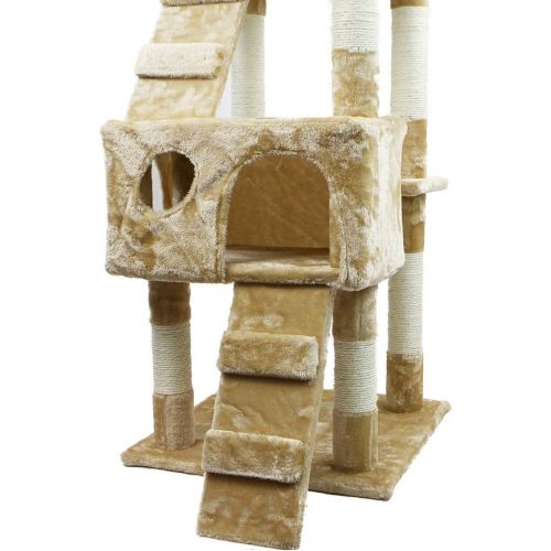  XtremepowerUS 67 Cat Tree Furniture Large Tall Beige Scratcher Play House Cat Condo