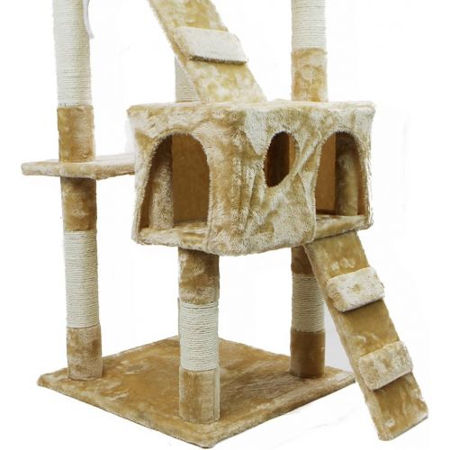  XtremepowerUS 67 Cat Tree Furniture Large Tall Beige Scratcher Play House Cat Condo