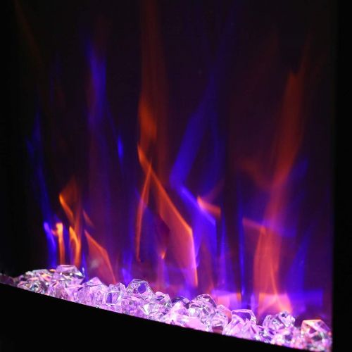  XtremepowerUS 32 inch Vertical Curved Electric Fireplace Wall Mounted Heater Touch-Screen Flame Effect Colors Flame & Backlights, with Remotes, 1500W