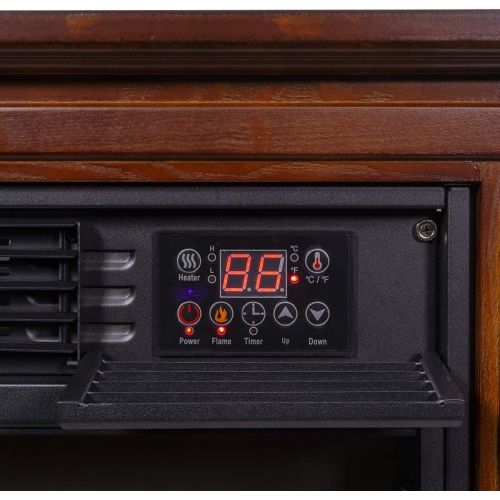  XtremepowerUS Electric Fireplace Heater Infrared Quartz w/Timer, Remote Controller Built-in Wheel, 1500W