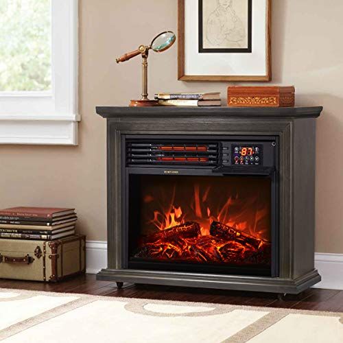  XtremepowerUS 1500W Infrared Quartz Electric Fireplace Heater Freestanding Timer with Remote Controller Wheel