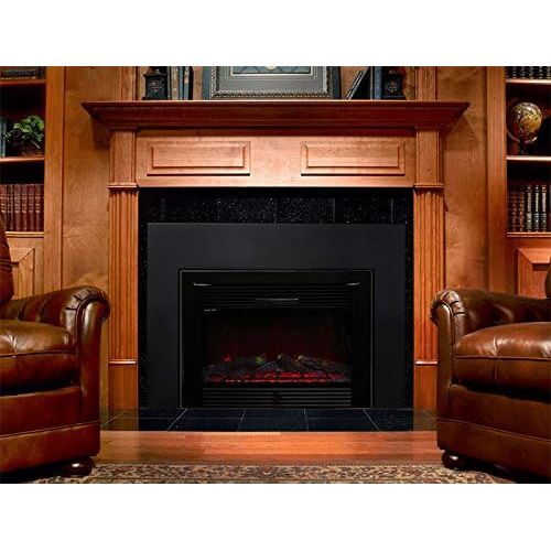  XtremepowerUS 28.5 Embedded Fireplace Electric Insert Heater Glass View Log Flame Stove Adjustable 1500W Remote, Black