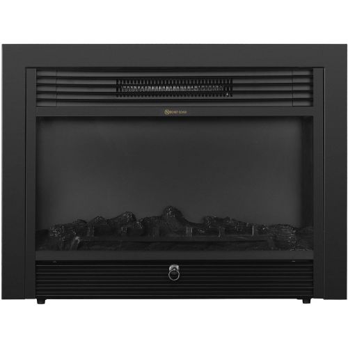  XtremepowerUS 28.5 Embedded Fireplace Electric Insert Heater Glass View Log Flame Stove Adjustable 1500W Remote, Black