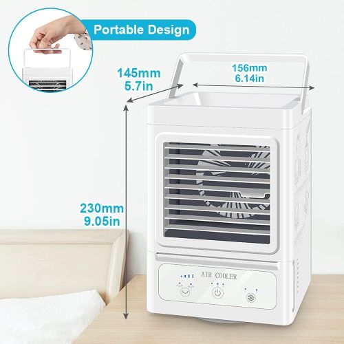  Xu Personal Air Cooler,Auto Oscillation,Portable Air Conditioner Fan with 3 Wind Speeds,2 Refrigeration,Ice Cooler Fan for Indoor Outdoor