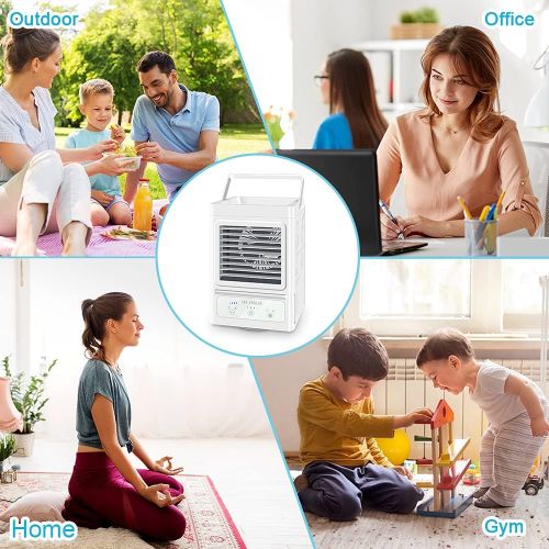  Xu Personal Air Cooler,Auto Oscillation,Portable Air Conditioner Fan with 3 Wind Speeds,2 Refrigeration,Ice Cooler Fan for Indoor Outdoor