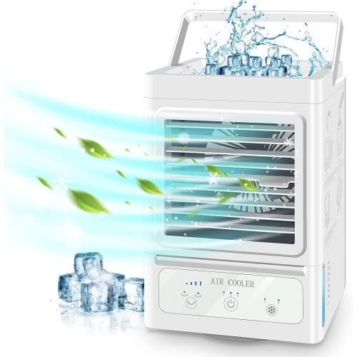  Xu Personal Air Cooler,Auto Oscillation,Portable Air Conditioner Fan with 3 Wind Speeds,2 Refrigeration,Ice Cooler Fan for Indoor Outdoor