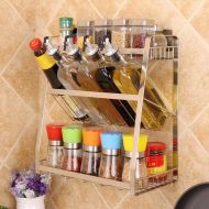 Xue-shelf 304 Stainless Steel Spice Rack Holder Floor Creative Kitchen Supplies Wall Hanging Three Layers Of Sauce Seasoning Storage Rack