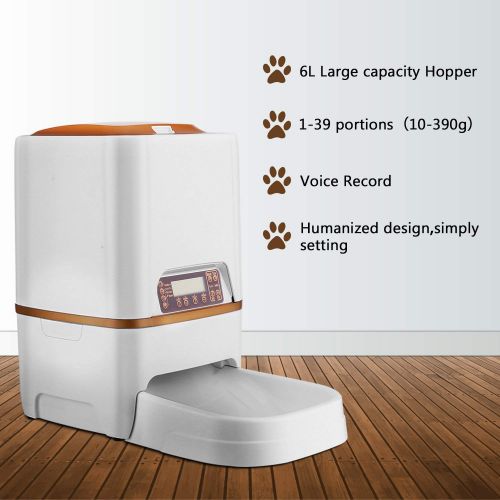  Xuliyme Automatic Dog&Cat Feeder Auto Pet Food Dispenser with LCD Display,Voice Record Remind, Timer Programmable, Portion Control for Medium & Large Dog - 4 Meals a Day