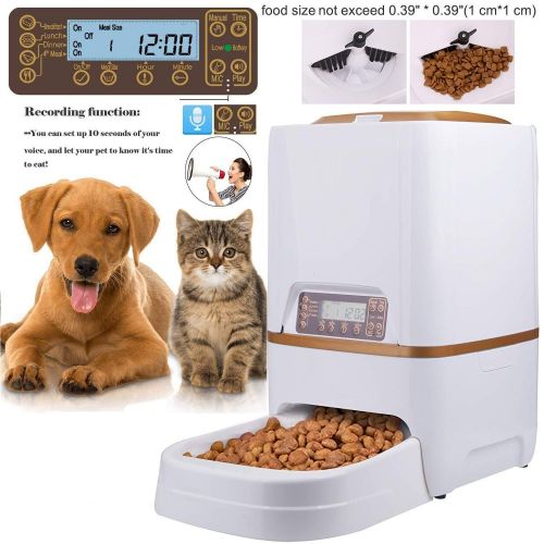  Xuliyme Automatic Dog&Cat Feeder Auto Pet Food Dispenser with LCD Display,Voice Record Remind, Timer Programmable, Portion Control for Medium & Large Dog - 4 Meals a Day