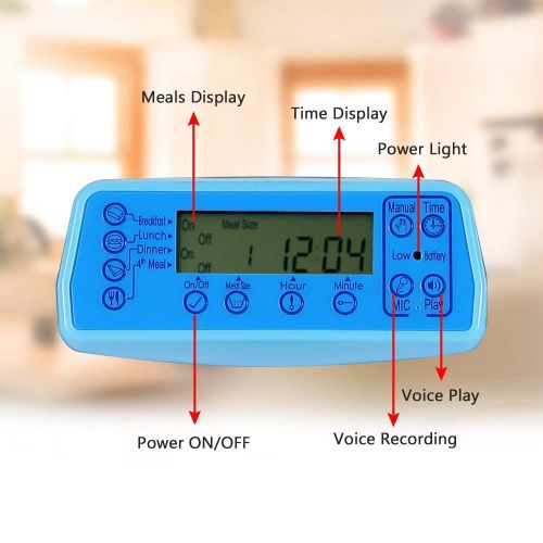  Xuliyme Automatic Dog&Cat Feeder Auto Pet Food Dispenser with LCD Display,Voice Record Remind, Timer Programmable, Portion Control for Medium & Large Dog - 4 Meals a Day