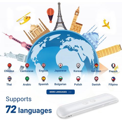  Xupurtlk XURPURTLK Language Voice Translator Device Real Time 2-Way Translations Supporting 72 Languages for Travelling Learning Shopping Business Chat Recording Translations (White) (G5)