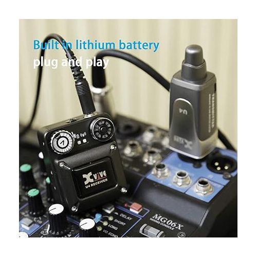  Xvive U4R4 Wireless in-Ear Monitor System Transmitter and 4 Receiver Personal IEM for Studio, Band Rehearsal,Live Performance