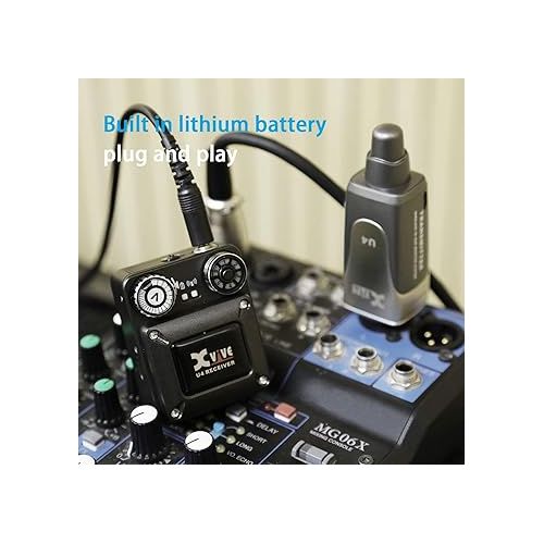  Xvive U4R4 Wireless in-Ear Monitor System Transmitter and 4 Receiver Personal IEM for Studio, Band Rehearsal,Live Performance