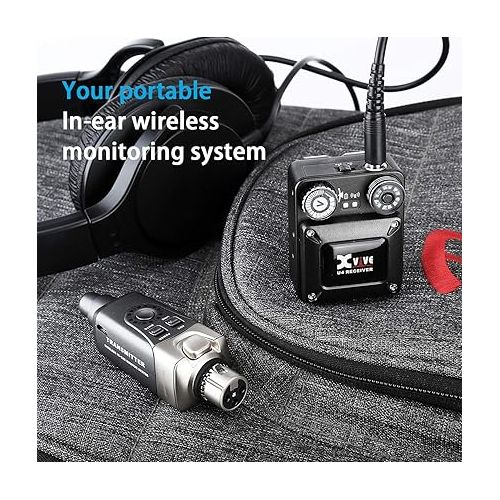  Xvive U4R4 Wireless in-Ear Monitor System Transmitter and 4 Receiver Personal IEM for Studio, Band Rehearsal,Live Performance