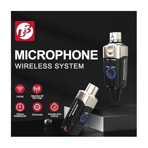  Xvive U3 XLR Plug-on Microphone Wireless System with Transmitter and Receiver (U3 for Dynamic Mic)