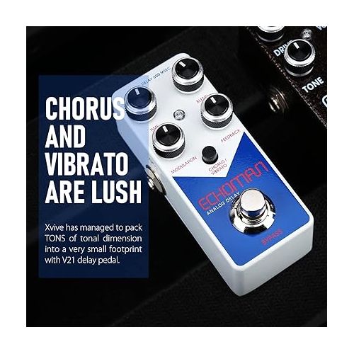  Xvive V21 Guitar Effect Pedal Echoman Vintage Pure Analog Delay TRUE BYPASS bundle with Xvive U2 Rechargeable 2.4GHZ Wireless Guitar Transmitters only