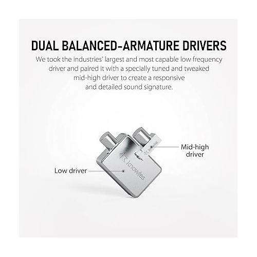  Xvive T9 Headphone in-Ear Monitor Earphone, Dual Balanced-Armature Drivers, Clear and ArticulateSound, Detachable Cable