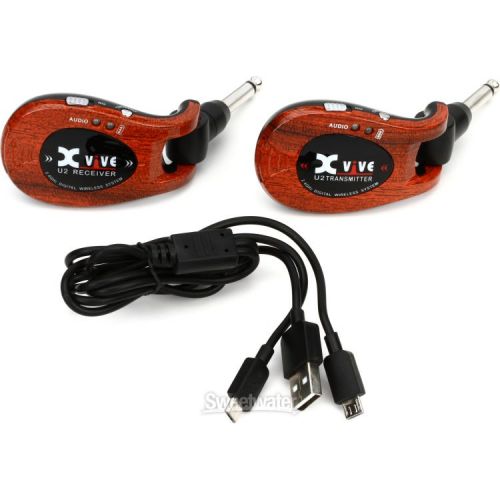  Xvive U2 Digital Wireless Guitar System with Case and Stand - Wood Finish