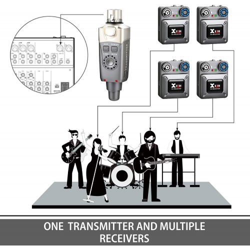  [아마존베스트]Xvive U4R4 Wireless In-Ear Monitoring System IEM System for Studio, Band Rehearsal,Live Performance Transmitter and Beltpack Receiver(1 Transmitter and 4 receiver)