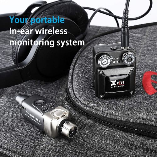  [아마존베스트]Xvive U4R4 Wireless In-Ear Monitoring System IEM System for Studio, Band Rehearsal,Live Performance Transmitter and Beltpack Receiver(1 Transmitter and 4 receiver)