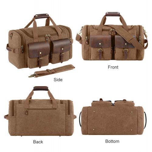  Xy Litol Canvas Travel Tote Luggage Mens Weekender Duffle Bag Khaki