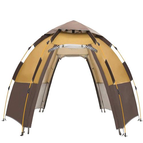  XzAJK Camping Tent Hexagon Waterproof Dome Thickening Rain Automatic Pop-up Outdoor Sports Tent Camping Field 5-8 People (Color : Gray, Size : 5-8 People)