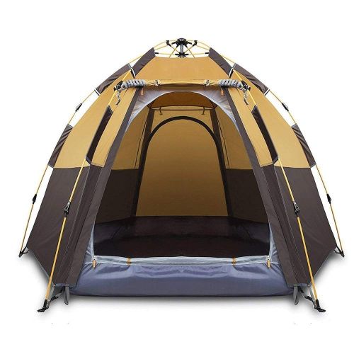  XzAJK Camping Tent Hexagon Waterproof Dome Thickening Rain Automatic Pop-up Outdoor Sports Tent Camping Field 5-8 People (Color : Gray, Size : 5-8 People)