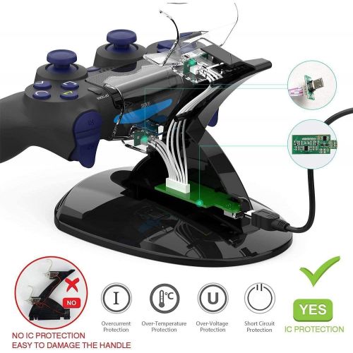  [아마존베스트]PS4 Controller Charger, Y Team Playstation 4 / PS4 / PS4 Pro / PS4 Slim Controller Charger Charging Docking Station Stand.Dual USB Fast Charging Station & LED Indicator for Sony PS