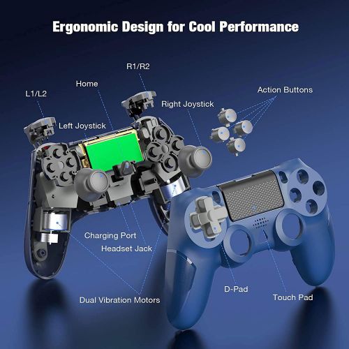  [아마존베스트]Y Team Wireless Controller for Playstation 4, PS4 Remote Gamepad Joystick for PS4 Pro,PS4 Slim with Dual Vibration 6-axis Gyro Sensor Audio Function Blue